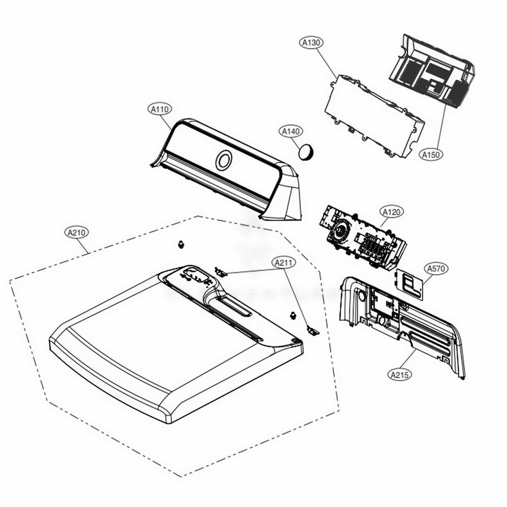 Control Panel And Plate Assembly Diagram and Parts List for DLE7200WE ABWEEUS LG Dryer