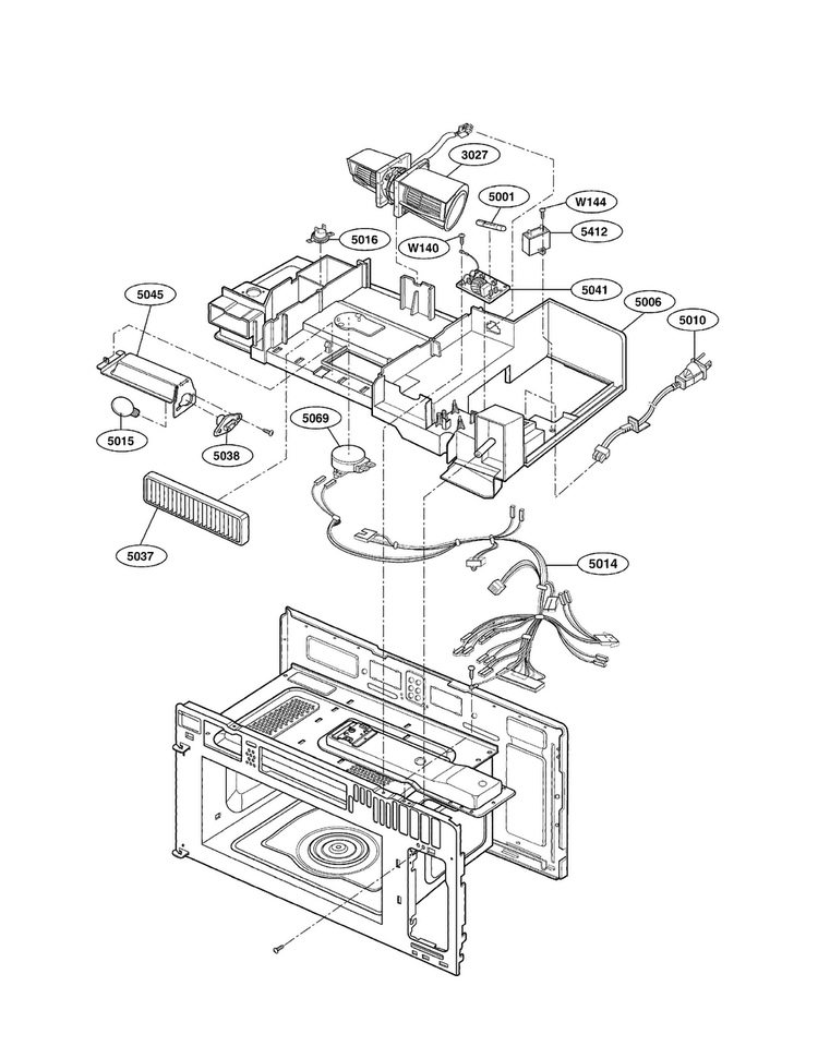 Interior Parts Diagram and Parts List for LMV2073BB 01 LG Microwave