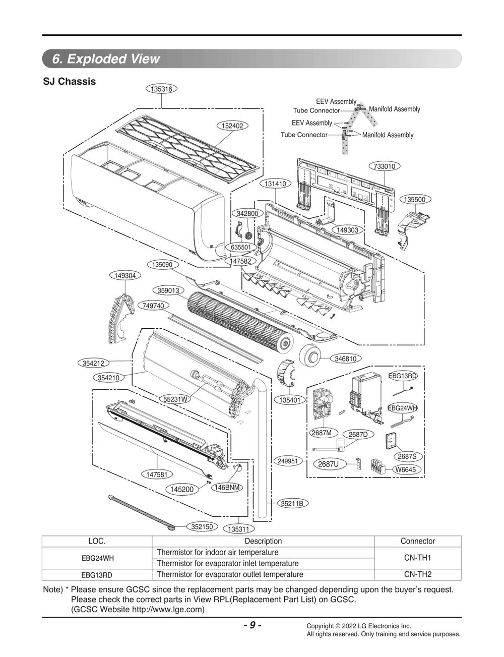 Diagram 1 Diagram and Parts List for ARNU053SJS4 AMBHLUS LG Air Conditioner