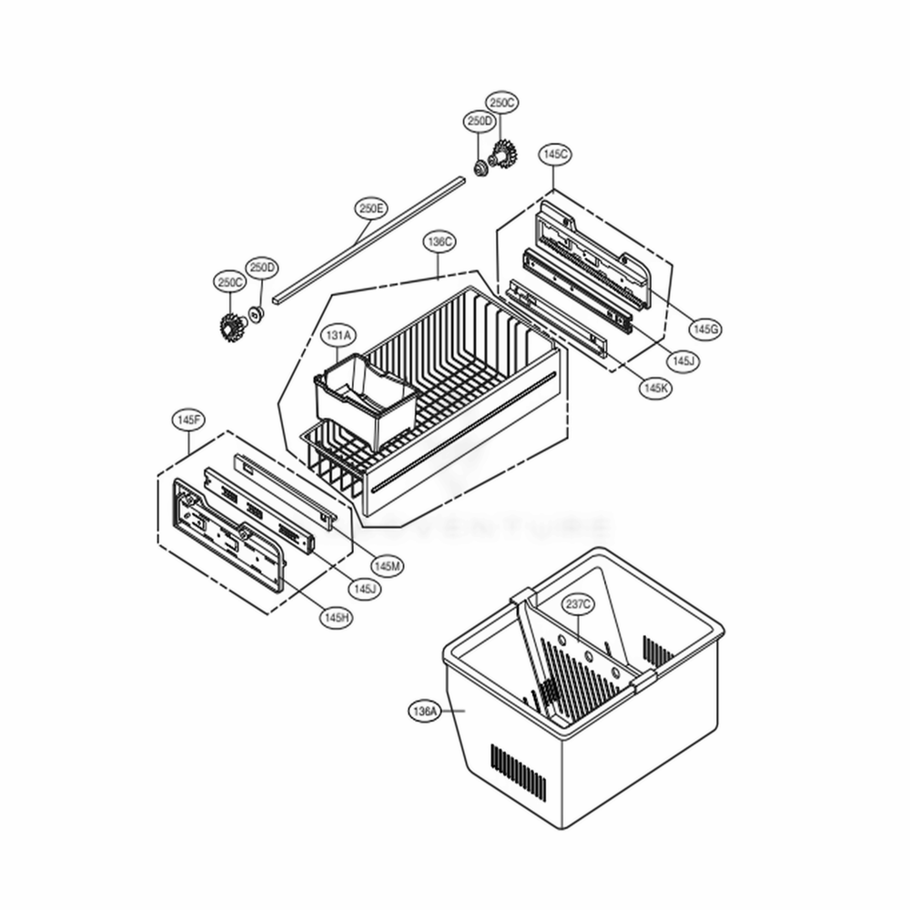Freezer Parts Diagram and Parts List for LFC21776ST ASTCNA4 LG Refrigerator