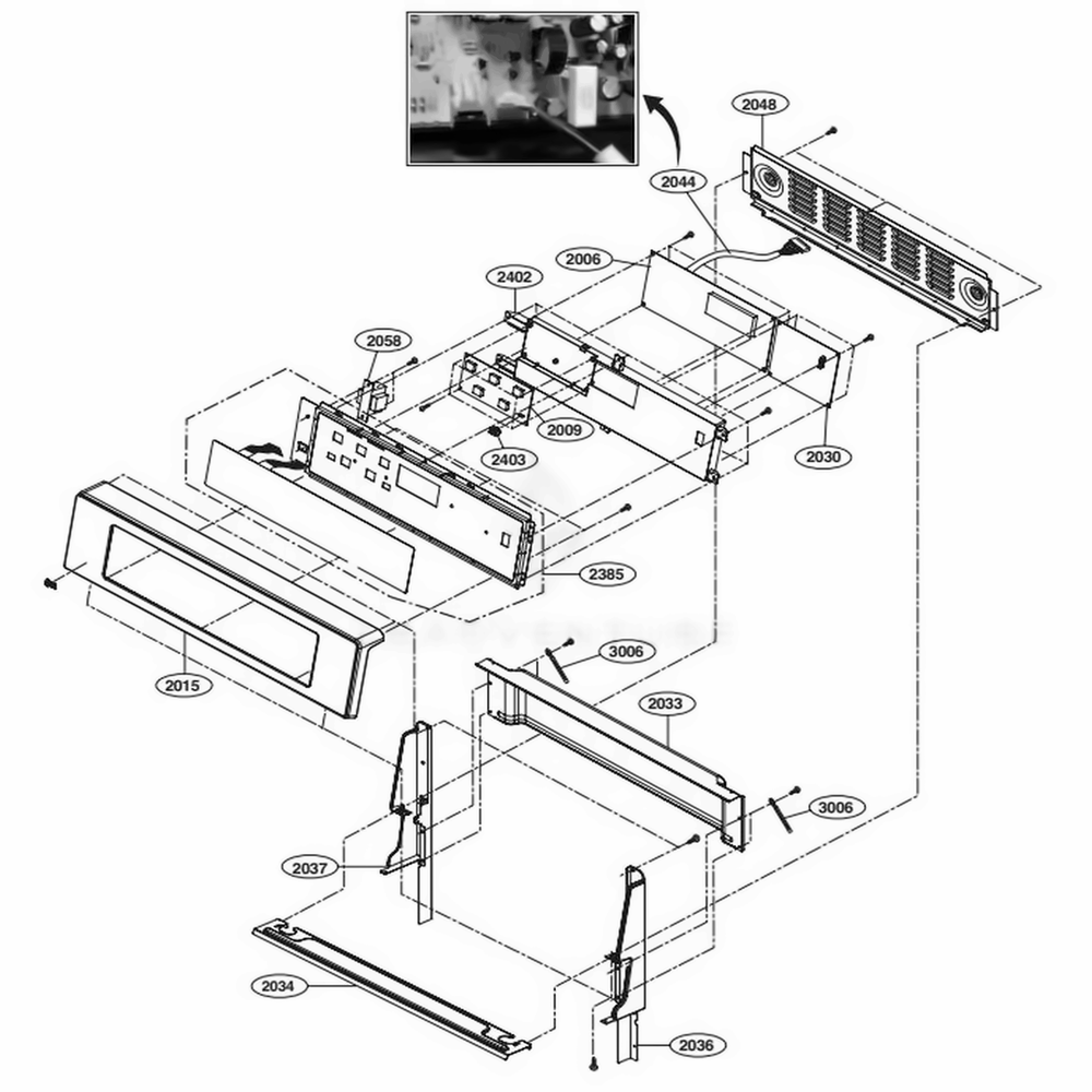 Controller Parts Diagram and Parts List for LRE30453SW FWHLLGA LG Range