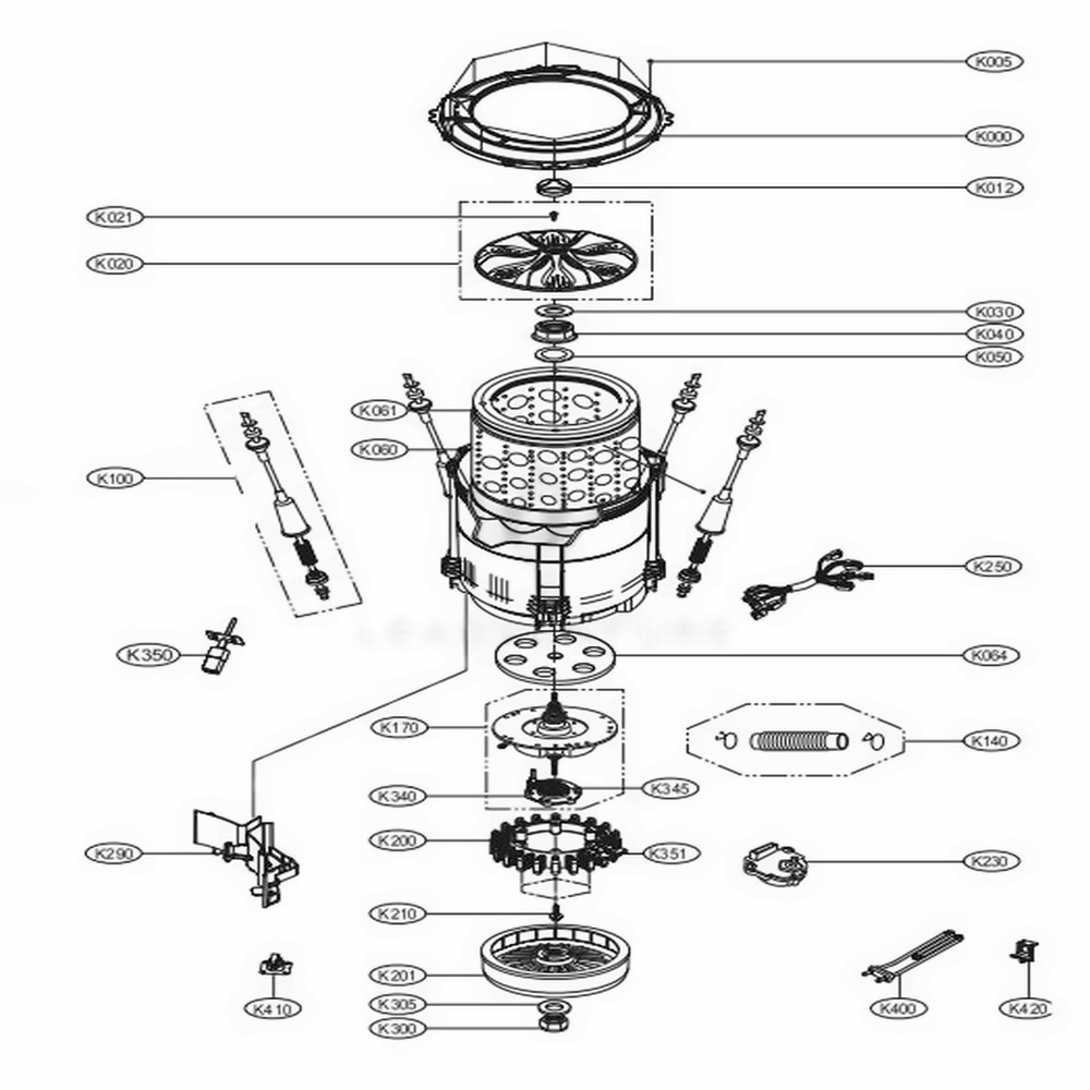 Tub Assebly Diagram and Parts List for 35563 ASSEEUS LG Washer Dryer Combo