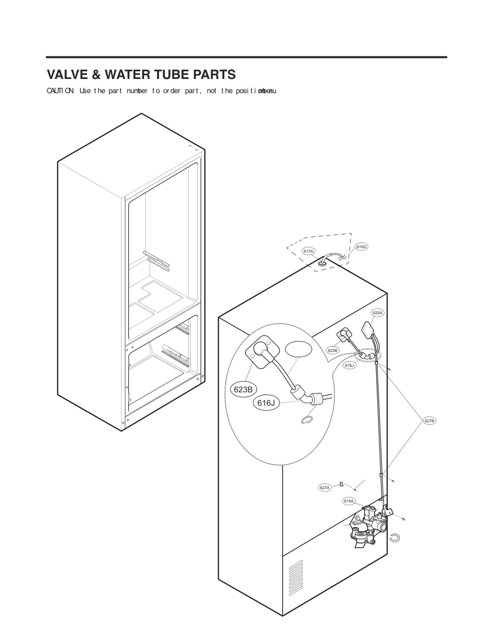Valve And Water Tube Parts Diagram and Parts List for GC-J288GSXM ASTCNA1 LG Refrigerator