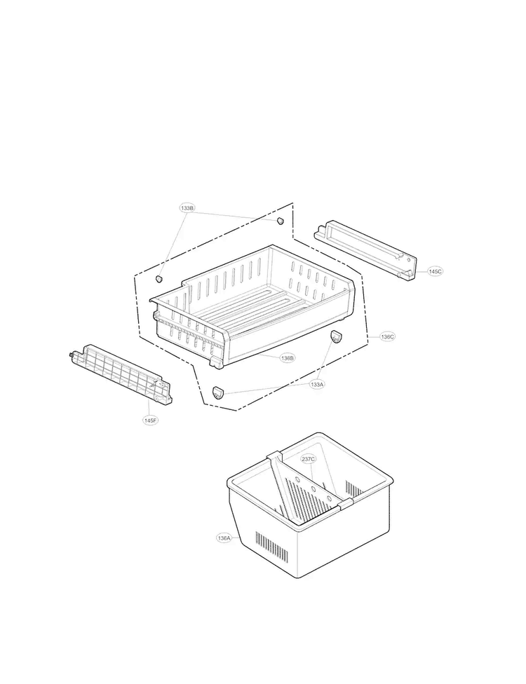Freezer Parts Diagram and Parts List for LFXS24566S 00 LG Refrigerator