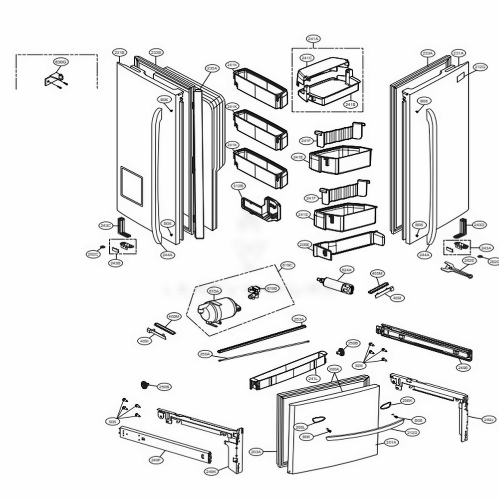 Door Parts Diagram and Parts List for LFX31925ST ASTCNA6 LG Refrigerator