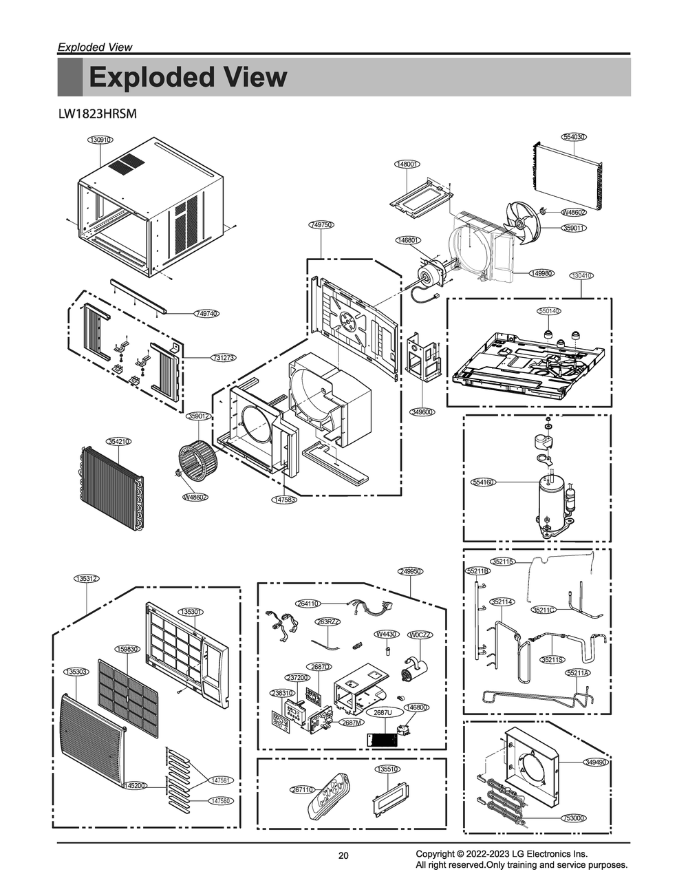 Diagram 1 Diagram and Parts List for LW1823HRSM AT3AUSH LG Air Conditioner
