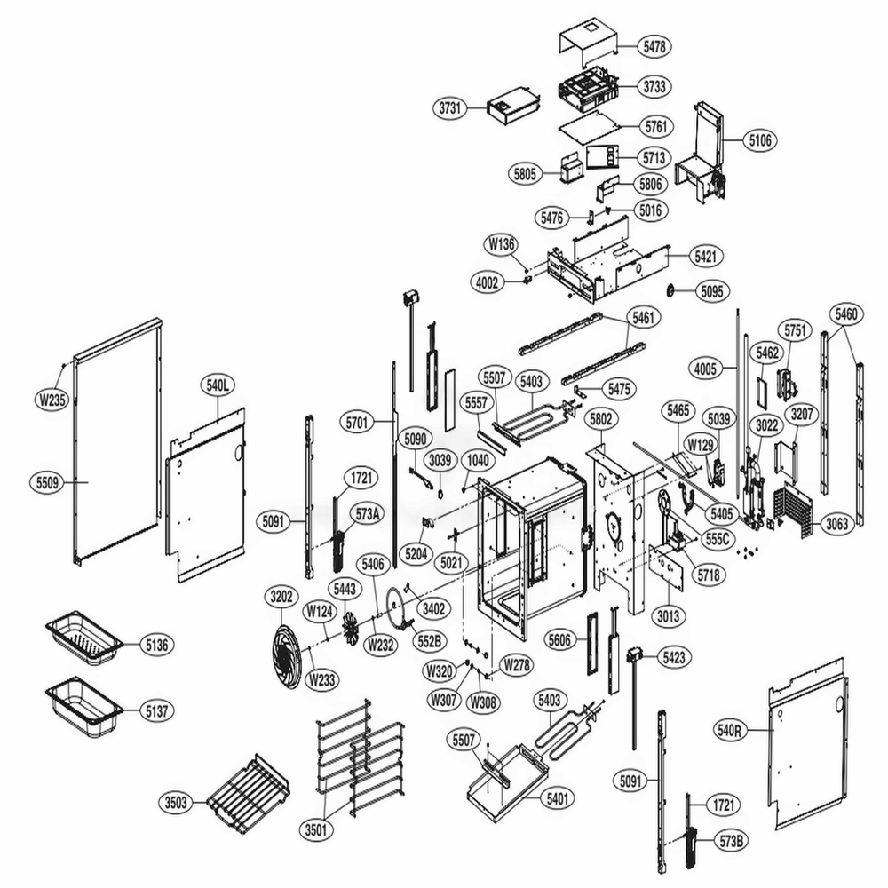 18-Inch Cavity Parts Diagram and Parts List for SKSDR480GS ASTLSGN LG Range