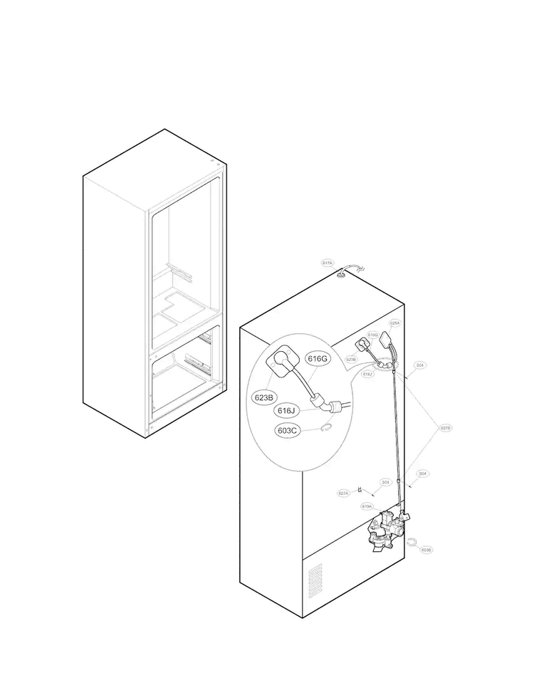 Valve And Water Parts Diagram and Parts List for LFXS30726S 02 LG Refrigerator