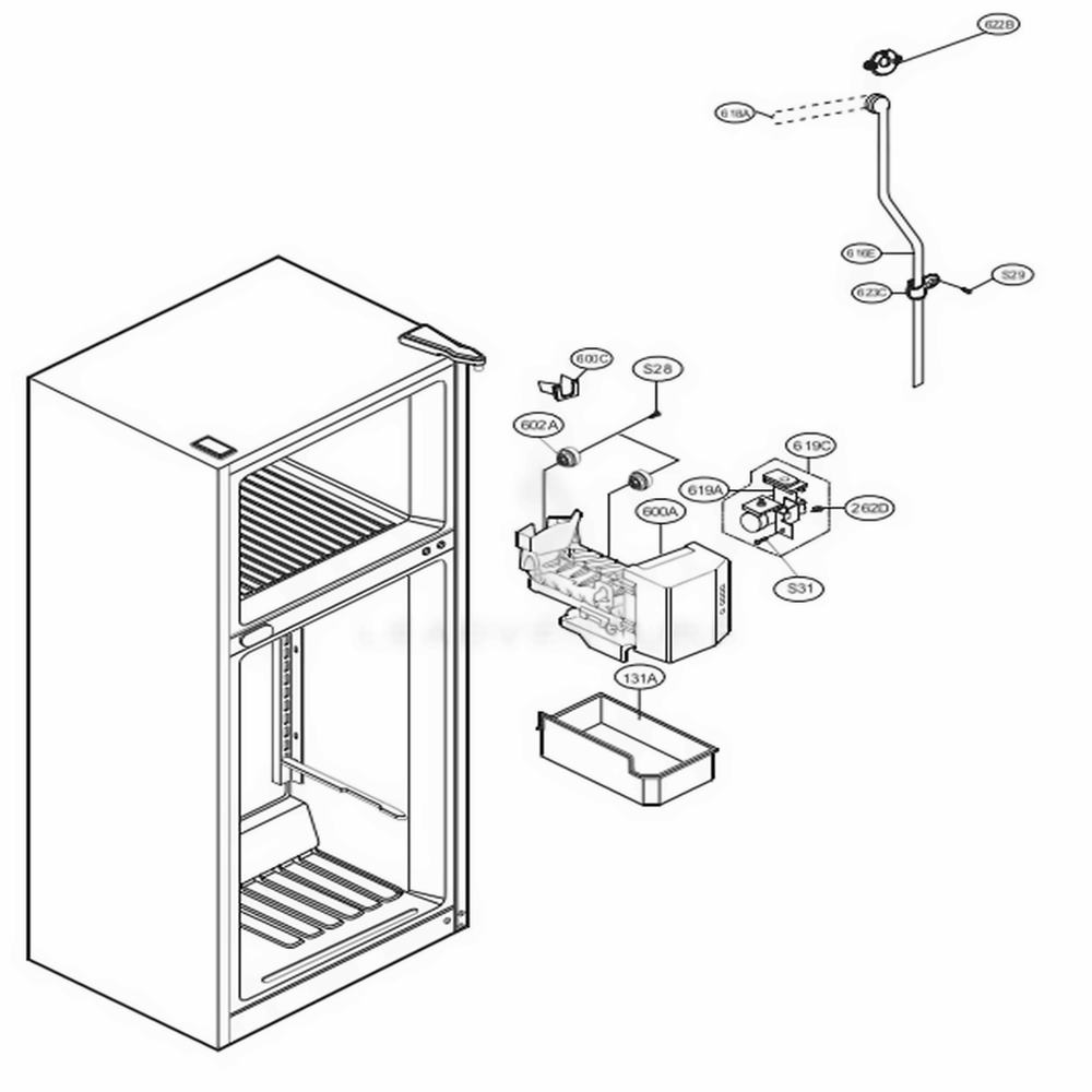 Ice Maker Parts Diagram and Parts List for 79376 ATICSER LG Refrigerator