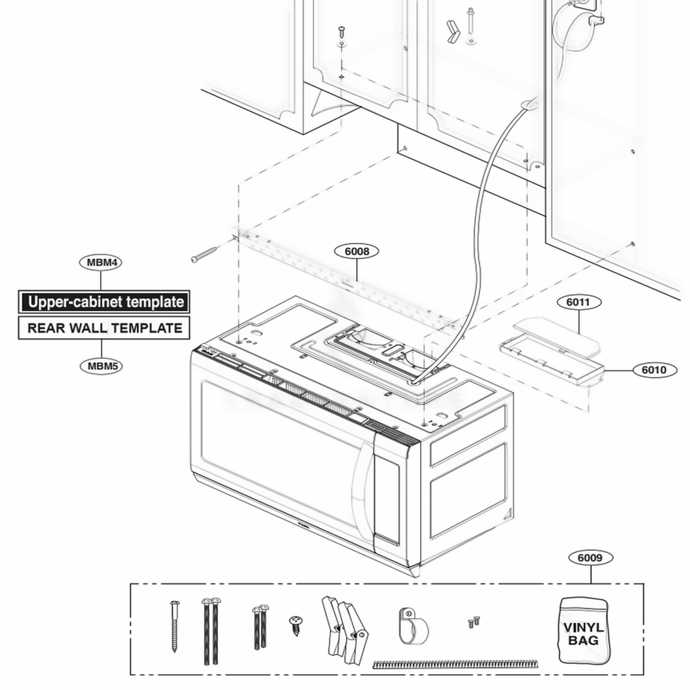 Installation Parts Diagram and Parts List for 87583 CSBESEA LG Range