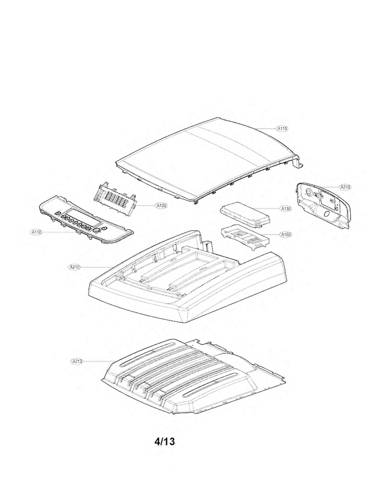 Control Panel And Plate Assembly Parats Diagram and Parts List for DLGY1202W  LG Dryer