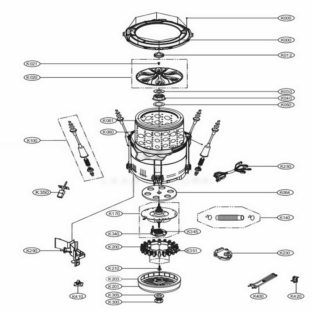 Tub Assebly Diagram and Parts List for 35452 ABWEEUS LG Washer Dryer Combo