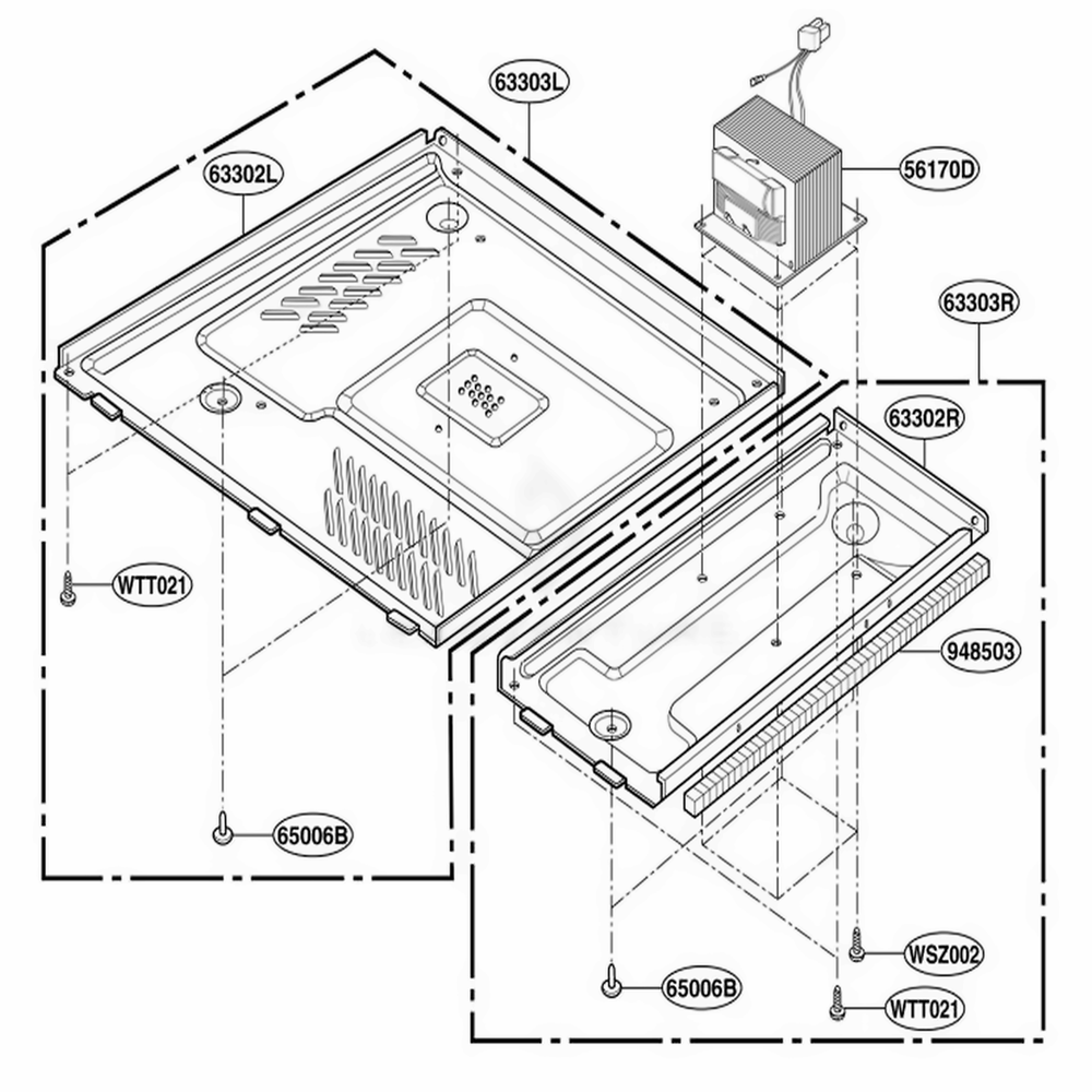 Base Plate Parts Diagram and Parts List for 88030 AMWESEC LG Range
