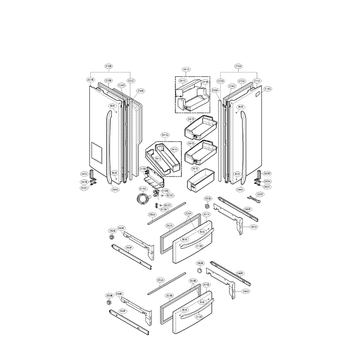 Door Diagram and Parts List for LMX25984SB 00 LG Refrigerator
