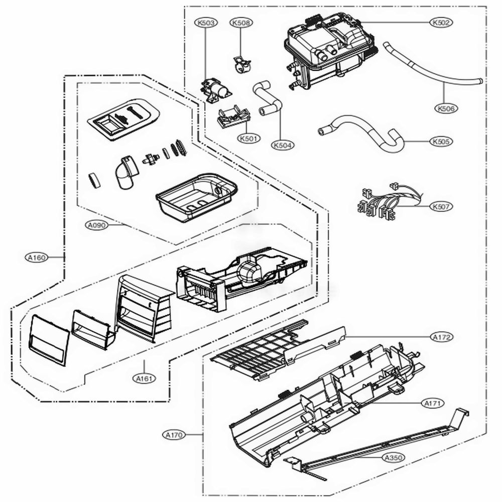 Panel Drawer Assembly And Guide Assembly Diagram and Parts List for 91072 ABWESEU LG Dryer
