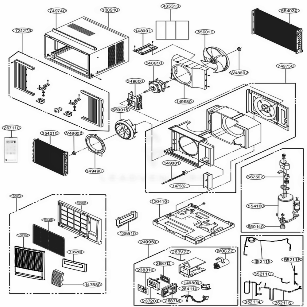 Main Diagram and Parts List for CP10G10B ASWAFRD LG Air Conditioner