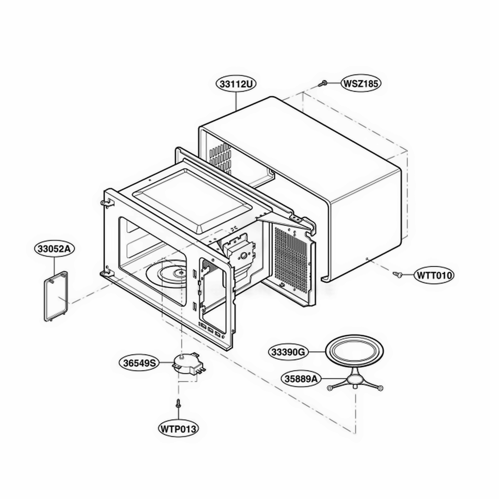 Oven Cavity Parts Diagram and Parts List for MA1420W KWHEGSE LG Wall Oven