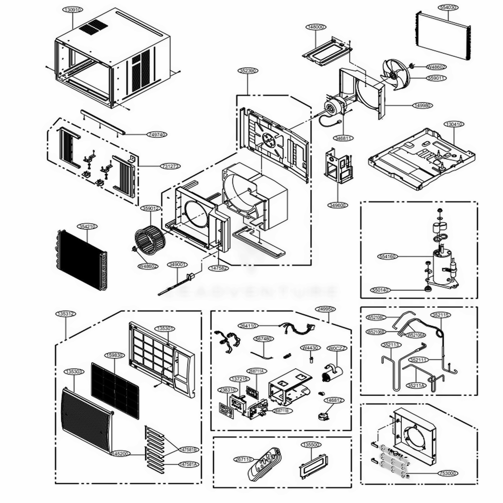 Main Diagram and Parts List for LW1816HR AT3AHDS LG Air Conditioner