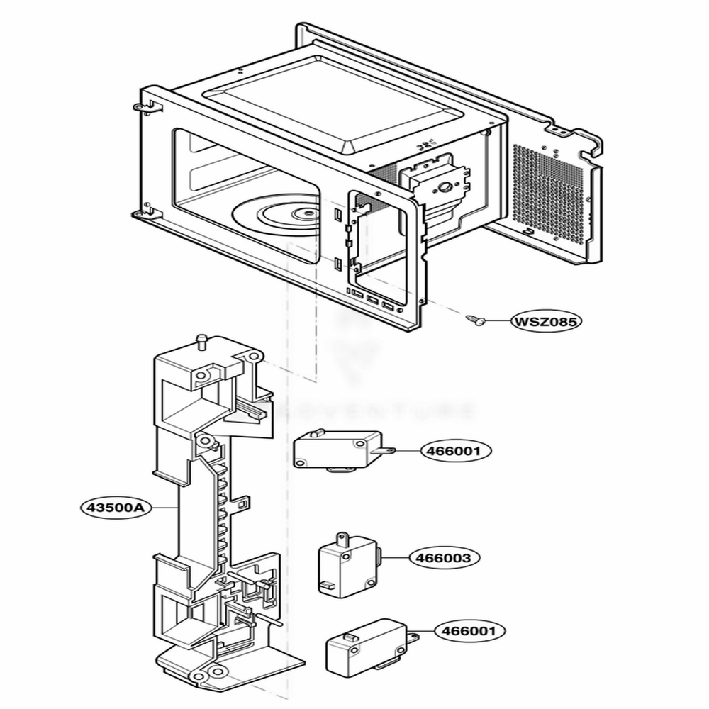 Latch Board Parts Diagram and Parts List for YKCMS1555RWH CWHEKAC LG Range