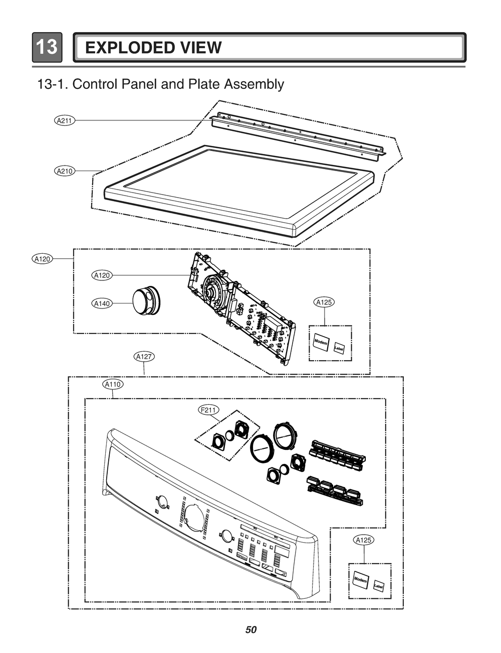 Control Panel And Plate Assembly Diagram and Parts List for RN18A1GS ASTESEU LG Dryer