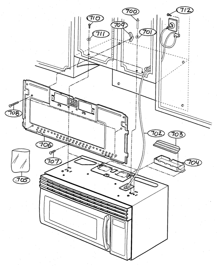Installation Parts Diagram and Parts List for MV-1735B  LG Microwave