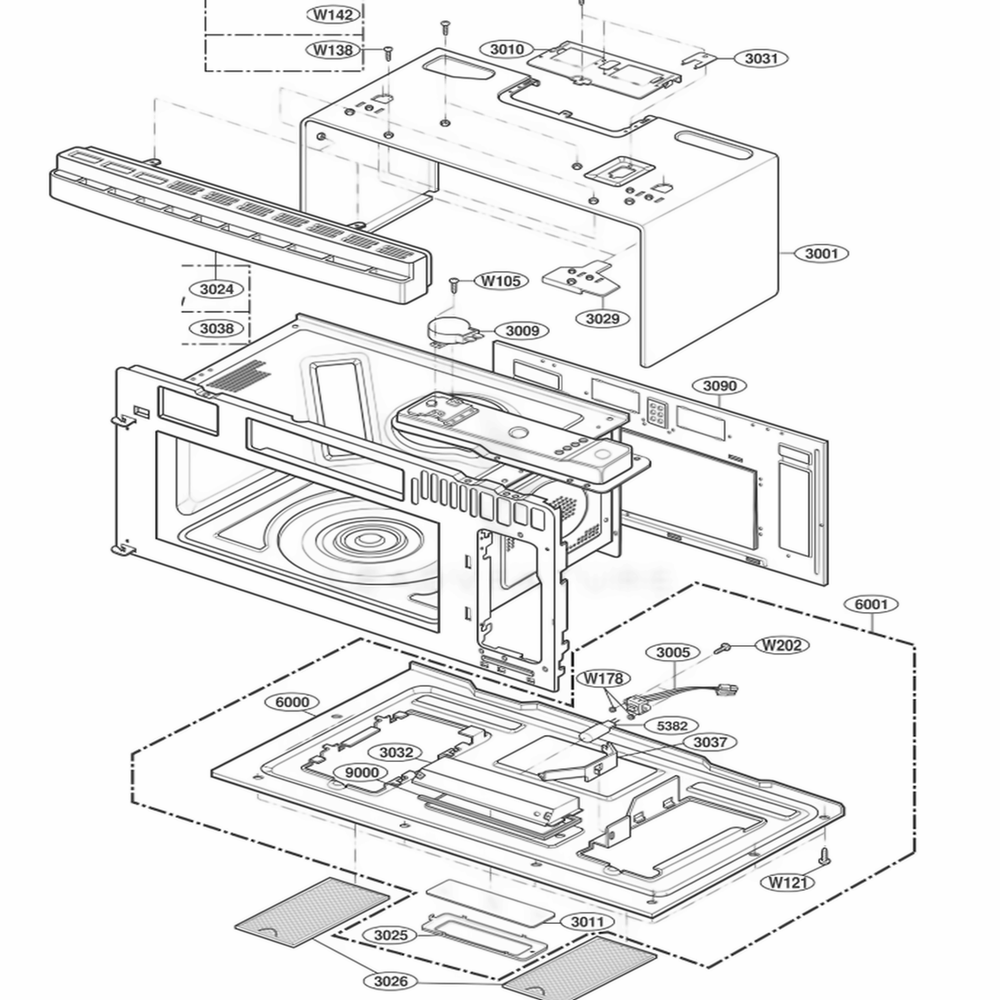 Oven Cavity Parts Diagram and Parts List for LMVH1750SW AWHELGA LG Range