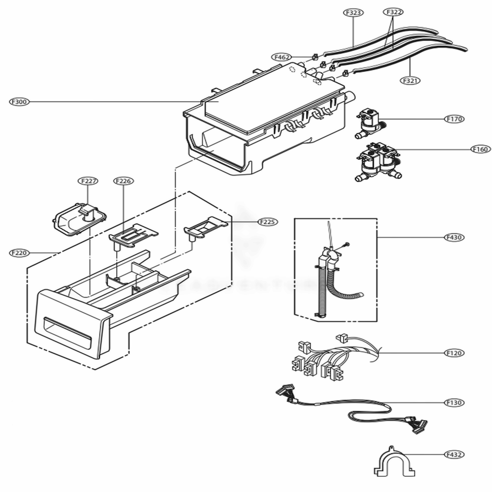 Dispenser Assembly Diagram and Parts List for WM3170CW ABWEPUS LG Washer
