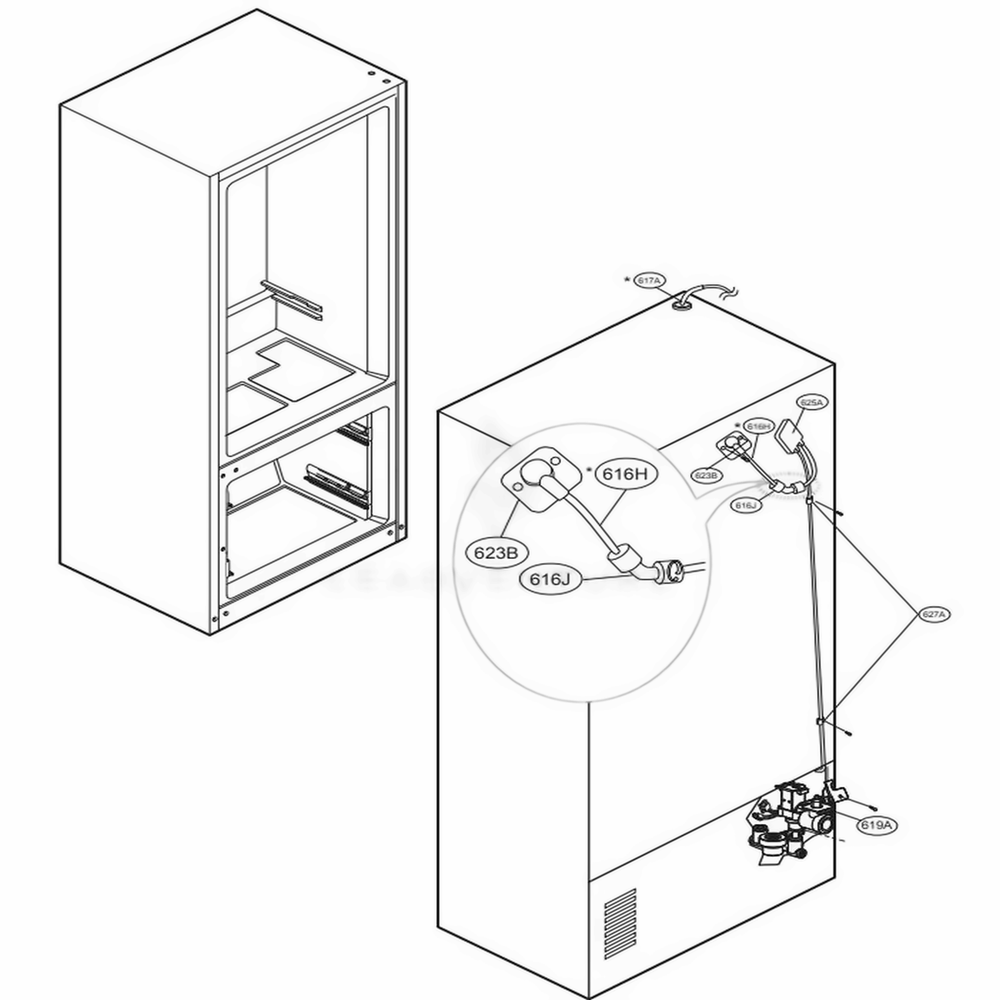 Valve And Water Tube Parts Diagram and Parts List for LMXS28626D ASBCNA2 LG Refrigerator