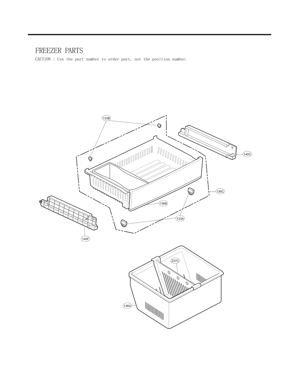 Freezer Parts Diagram and Parts List for GC-L258VQXD ASWCNA5 LG Refrigerator