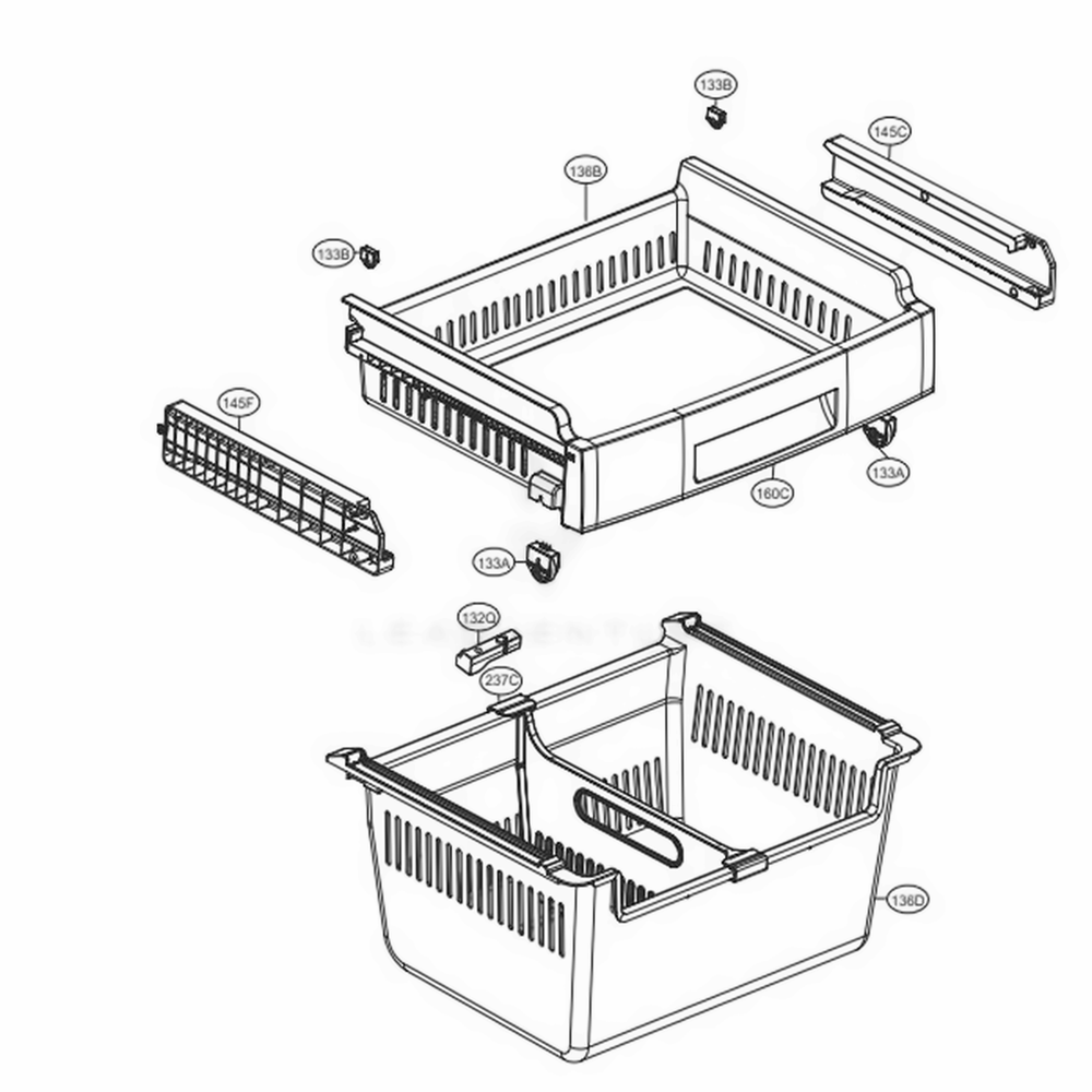 Freezer Parts Diagram and Parts List for LFNS22520D ASBCNA1 LG Refrigerator