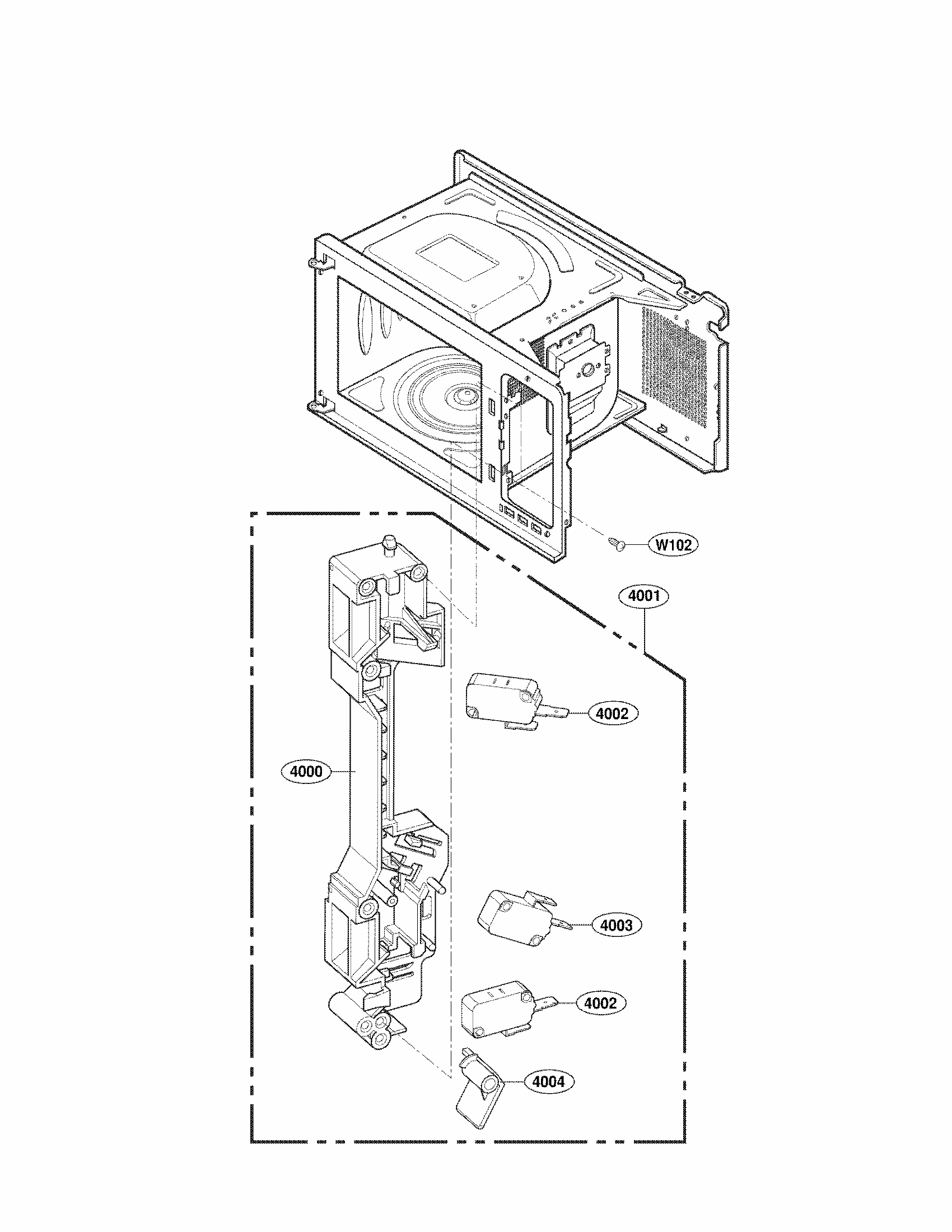 Latch Board Parts Diagram and Parts List for 72166339011  Kenmore Microwave