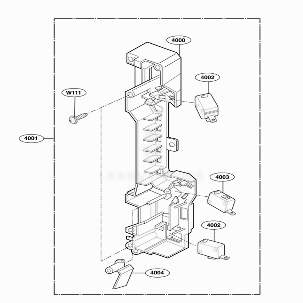 Latch Board Parts Diagram and Parts List for MH6150XLS AS1EWRP LG Range