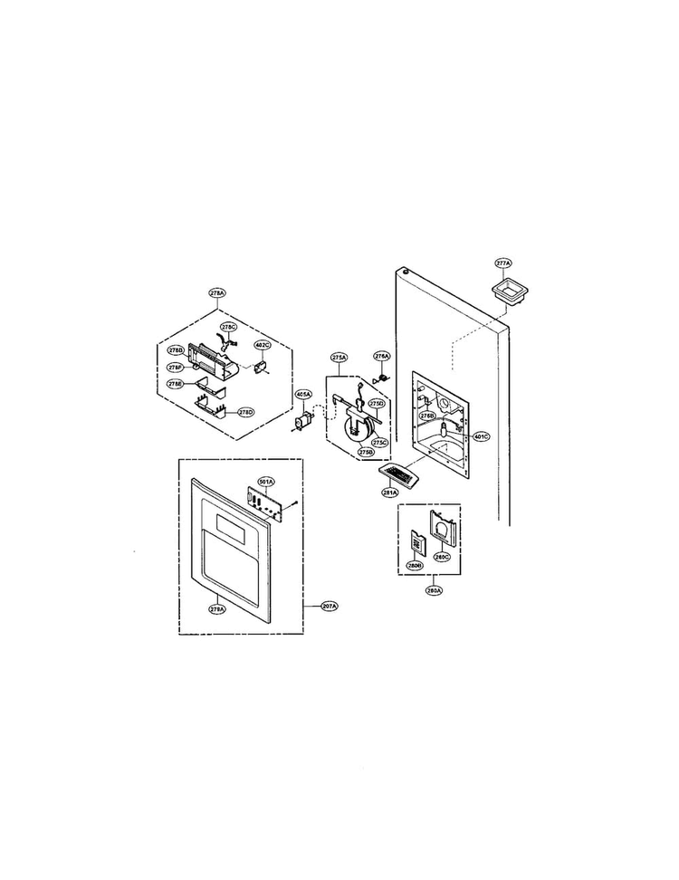Dispenser Diagram and Parts List for LRSPC2331BK  LG Refrigerator