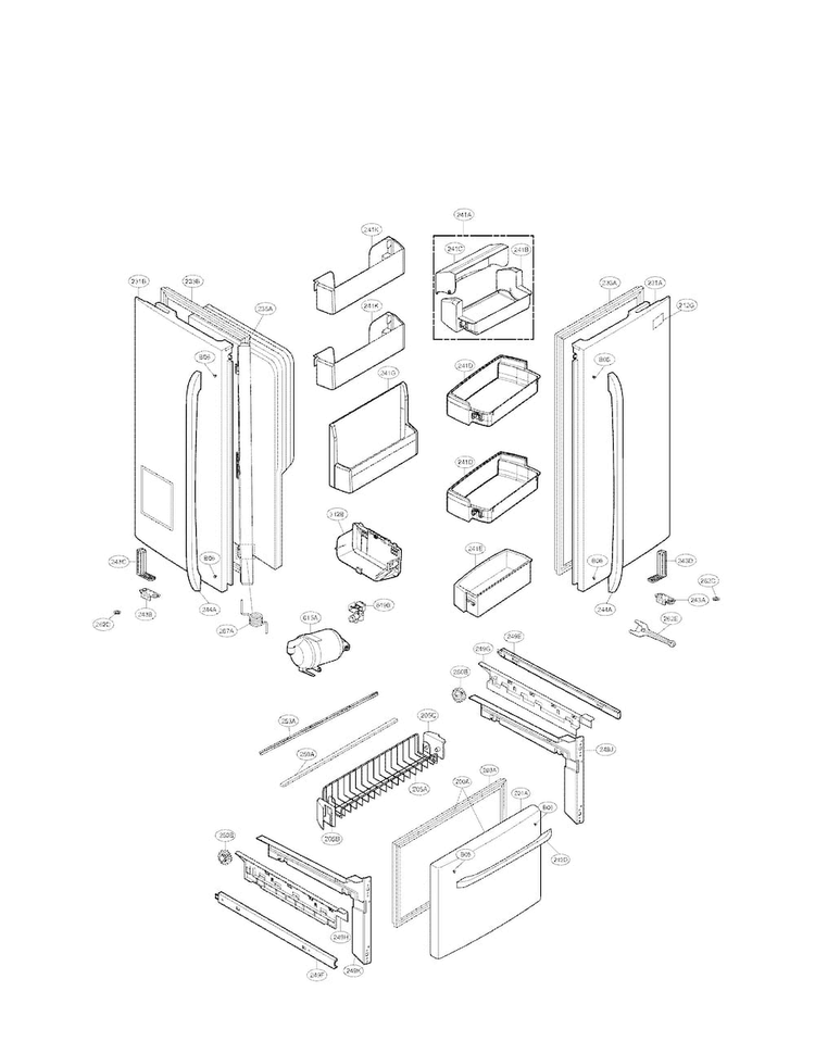 Door Parts Diagram and Parts List for LFX21976ST 05 LG Refrigerator
