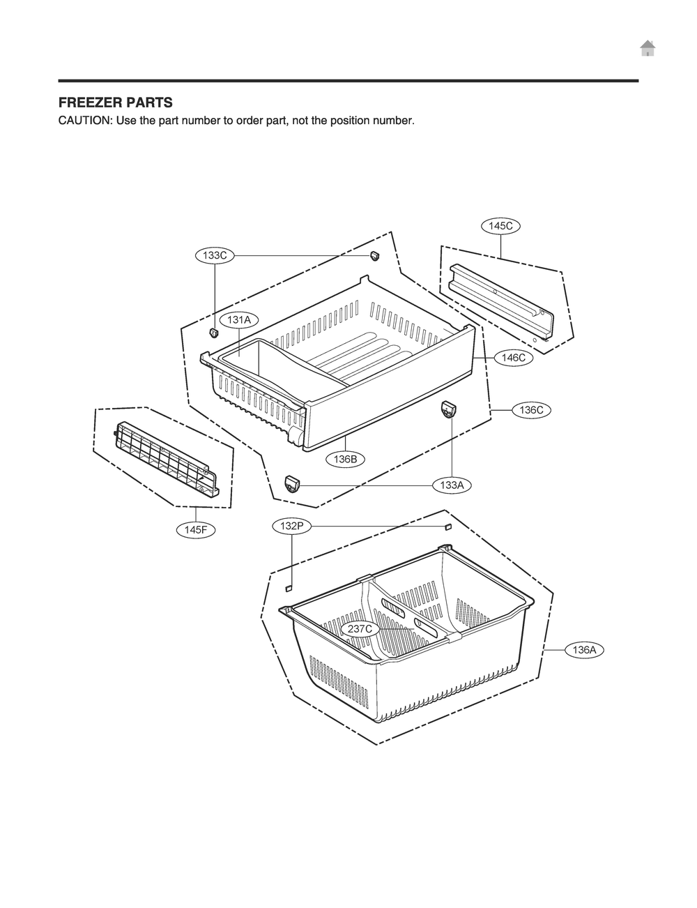 Freezer Parts Diagram and Parts List for GR-B298NSSH ASTCNA0 LG Refrigerator