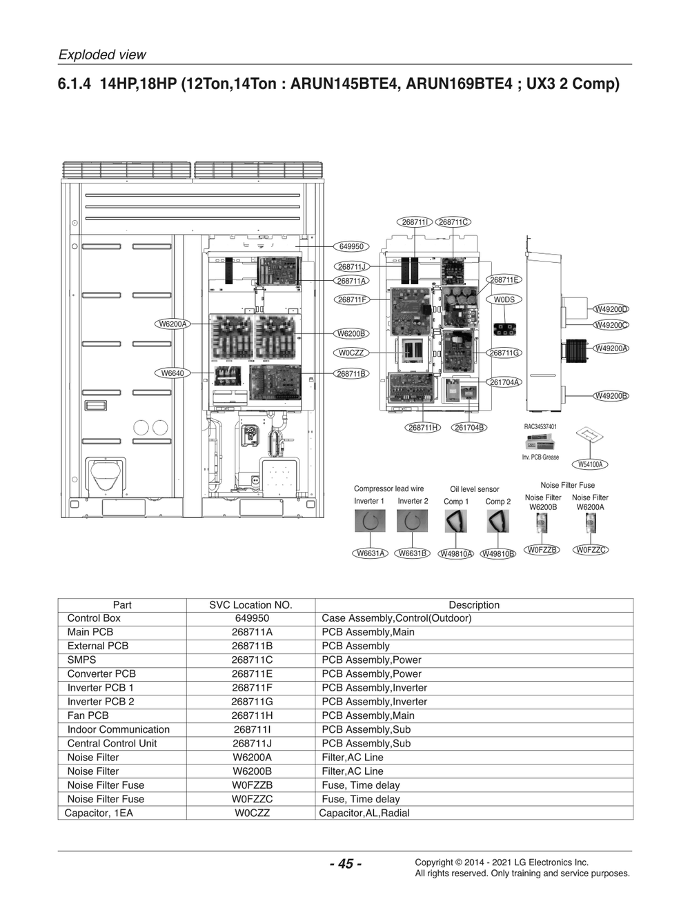Diagram 1 Diagram and Parts List for ARUN145BTE4 AWGBLUS LG Air Conditioner