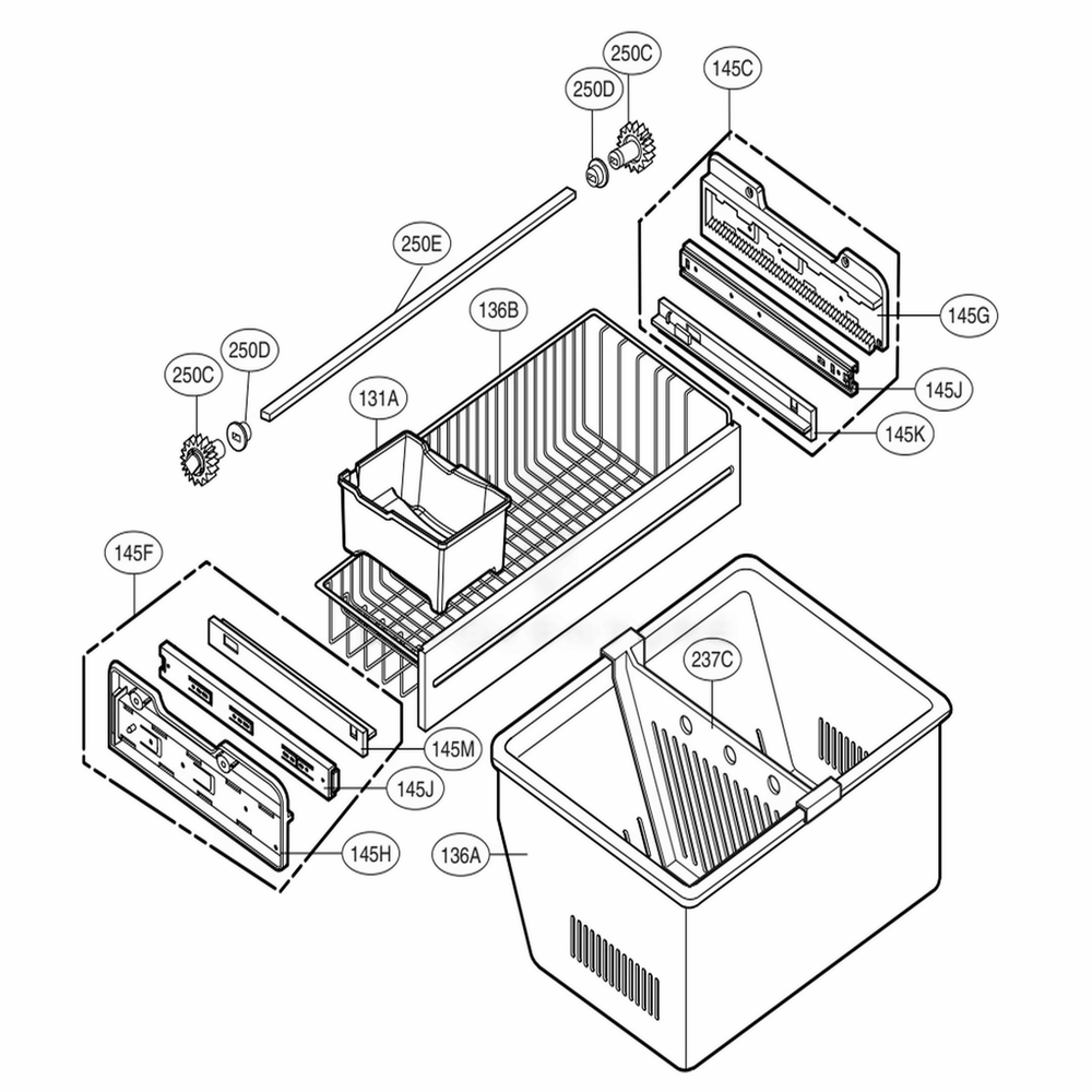 Freezer Parts Diagram and Parts List for 71609 AWBCSE1 LG Refrigerator