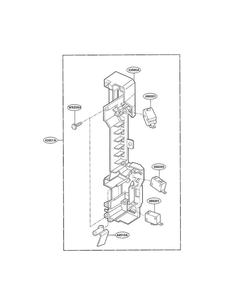 Latch Board Parts Diagram and Parts List for LMV1645SB01  LG Microwave