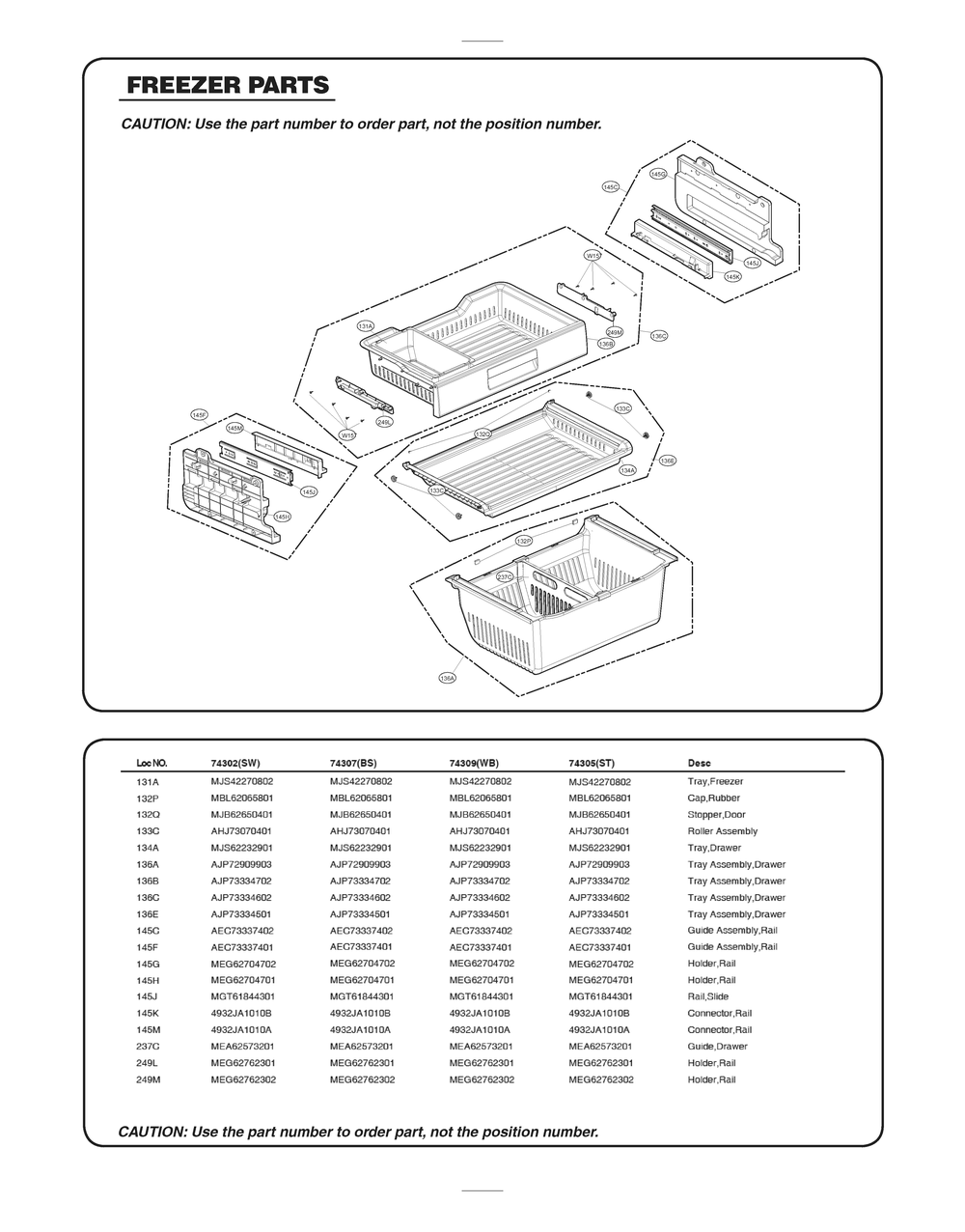 Freezer Parts Diagram and Parts List for GR-L318LKUM ASBCSE0 LG Refrigerator