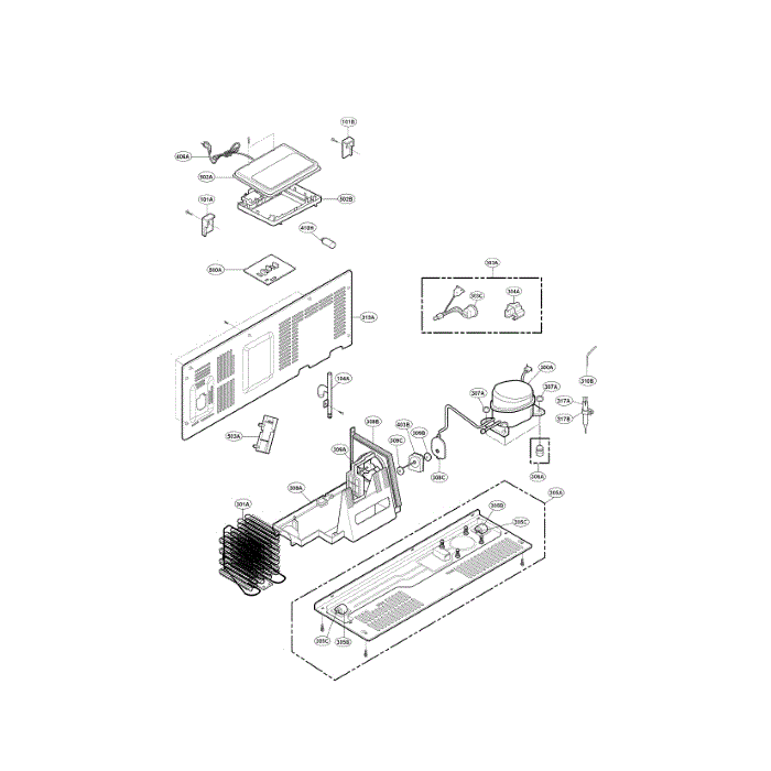 Maschine Compartment Diagram and Parts List for LSC22991ST 00 LG Refrigerator