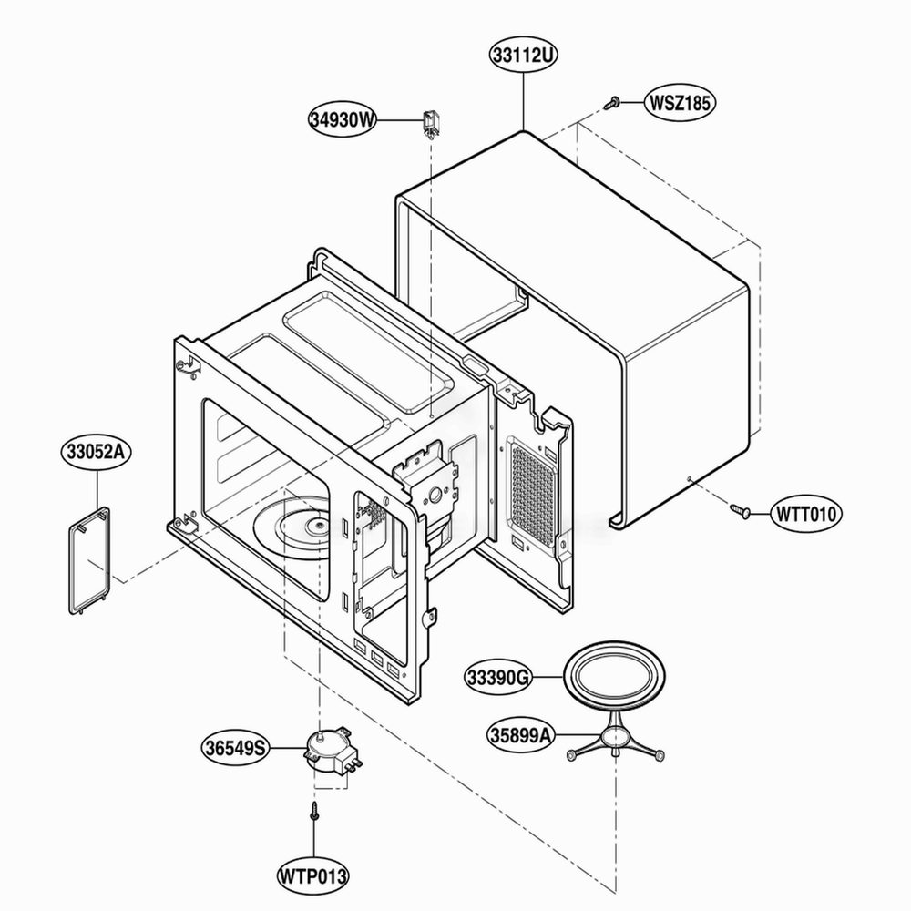 Oven Cavity Parts Diagram and Parts List for JES1339WC CWHEGEU LG Wall Oven