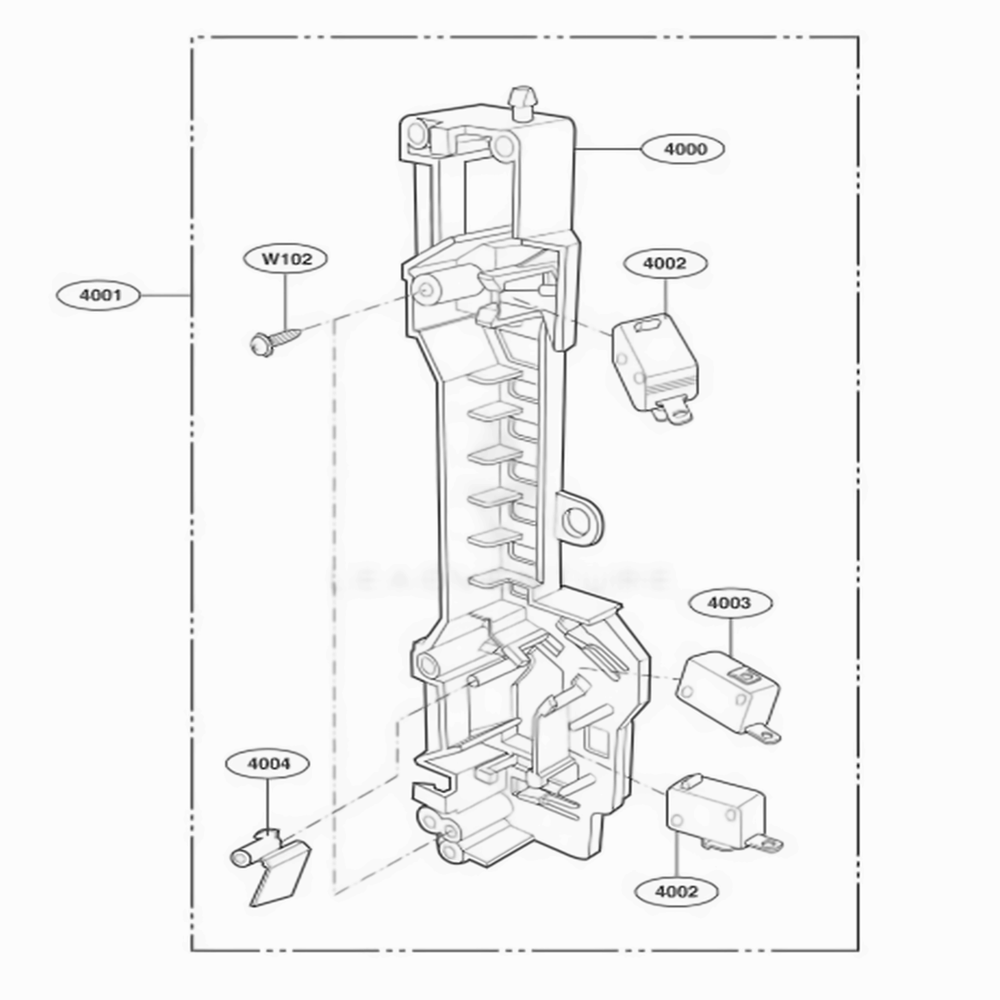 Latch Board Parts Diagram and Parts List for LMV2053SW AW1ELGA LG Microwave