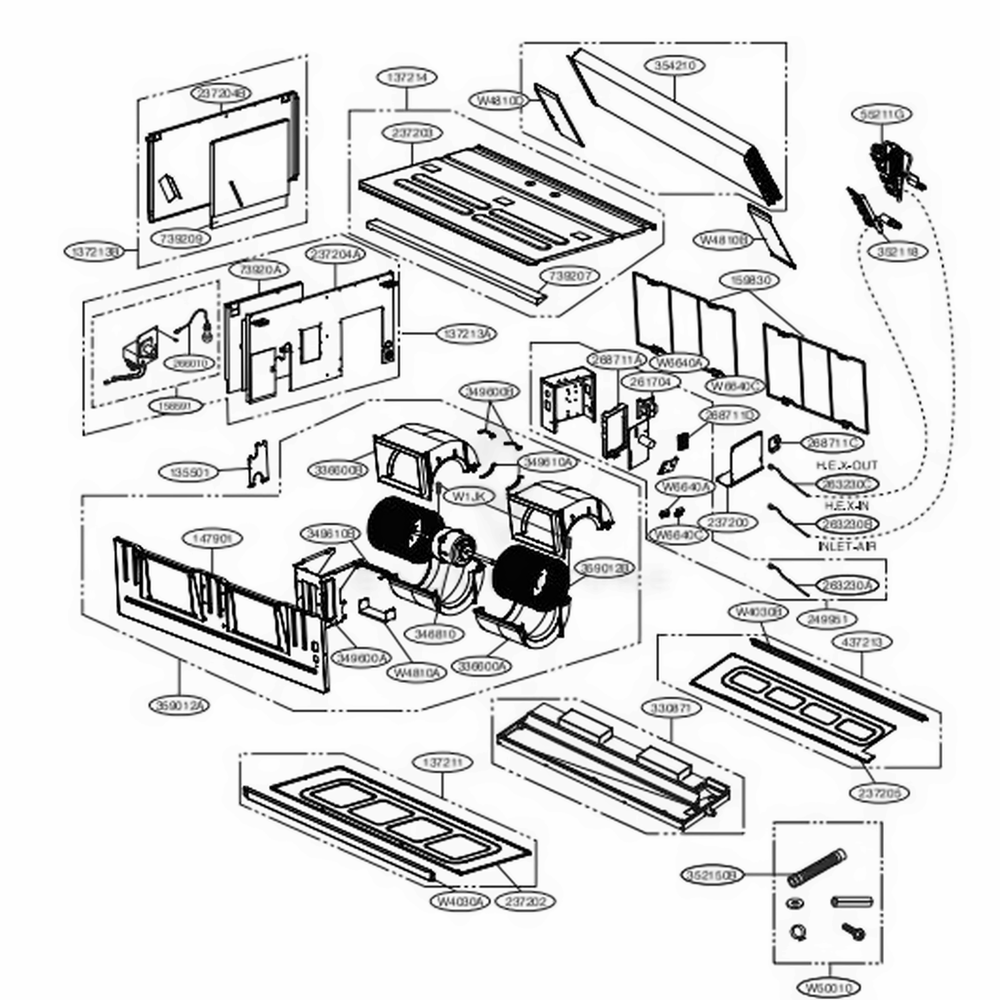 Main Diagram and Parts List for ARNU543M3A4 ANWALUS LG Air Conditioner