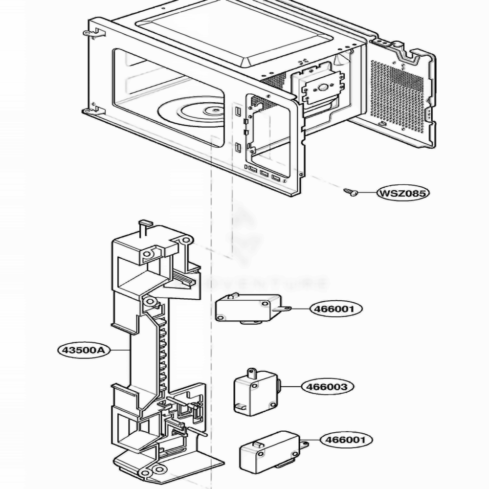 Latch Board Parts Diagram and Parts List for MT4110SKQ KWHEWRP LG Wall Oven
