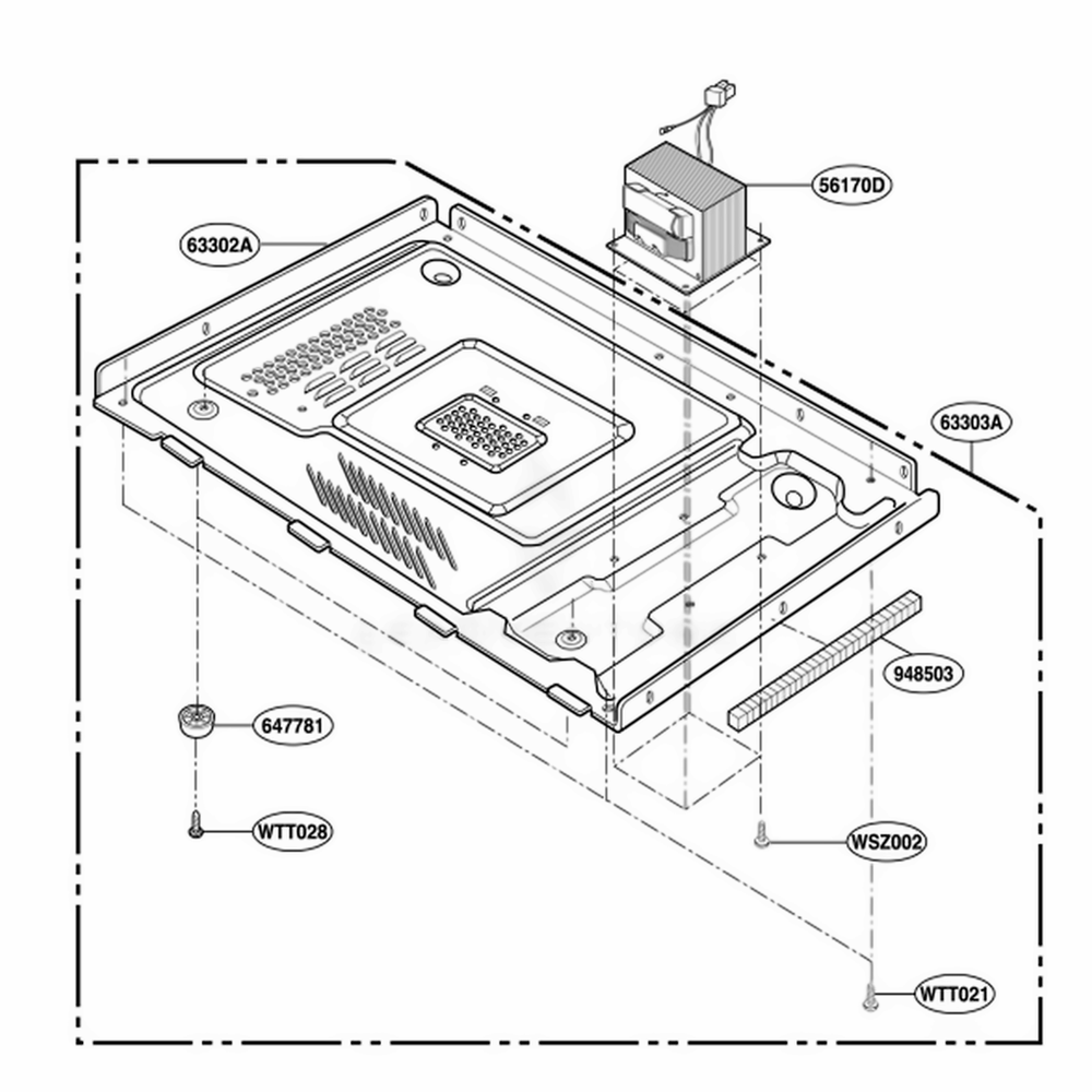 Base Plate Parts Diagram and Parts List for NNS432BL KBKEMAT LG Range