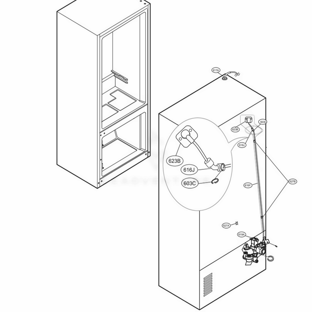 Valve And Water Tube Parts Diagram and Parts List for LUPXS3186N AGRCNA0 LG Refrigerator