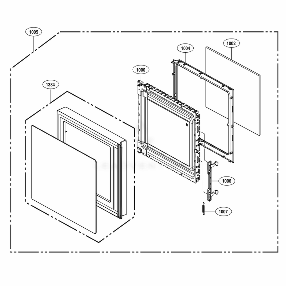 Door Parts Diagram and Parts List for LMC1375SW CWHEBBY LG Wall Oven