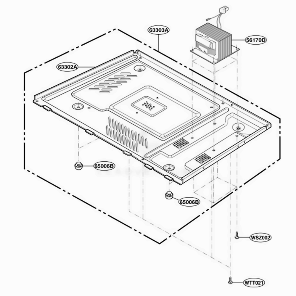 Base Plate Parts Diagram and Parts List for JE1460WF002 CWHEGEU LG Range