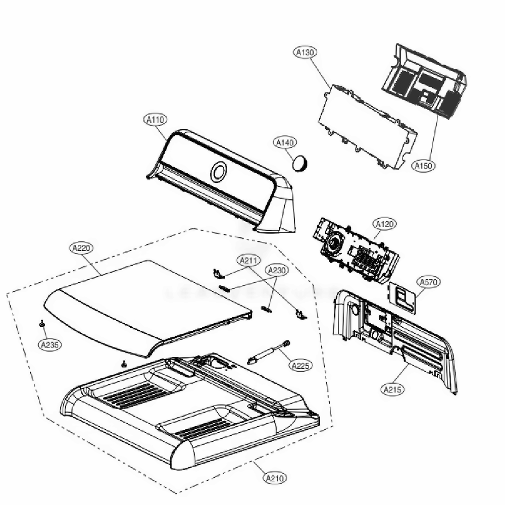 Control Panel And Plate Assembly Diagram and Parts List for DLGX7701VE ASSEEUS LG Dryer