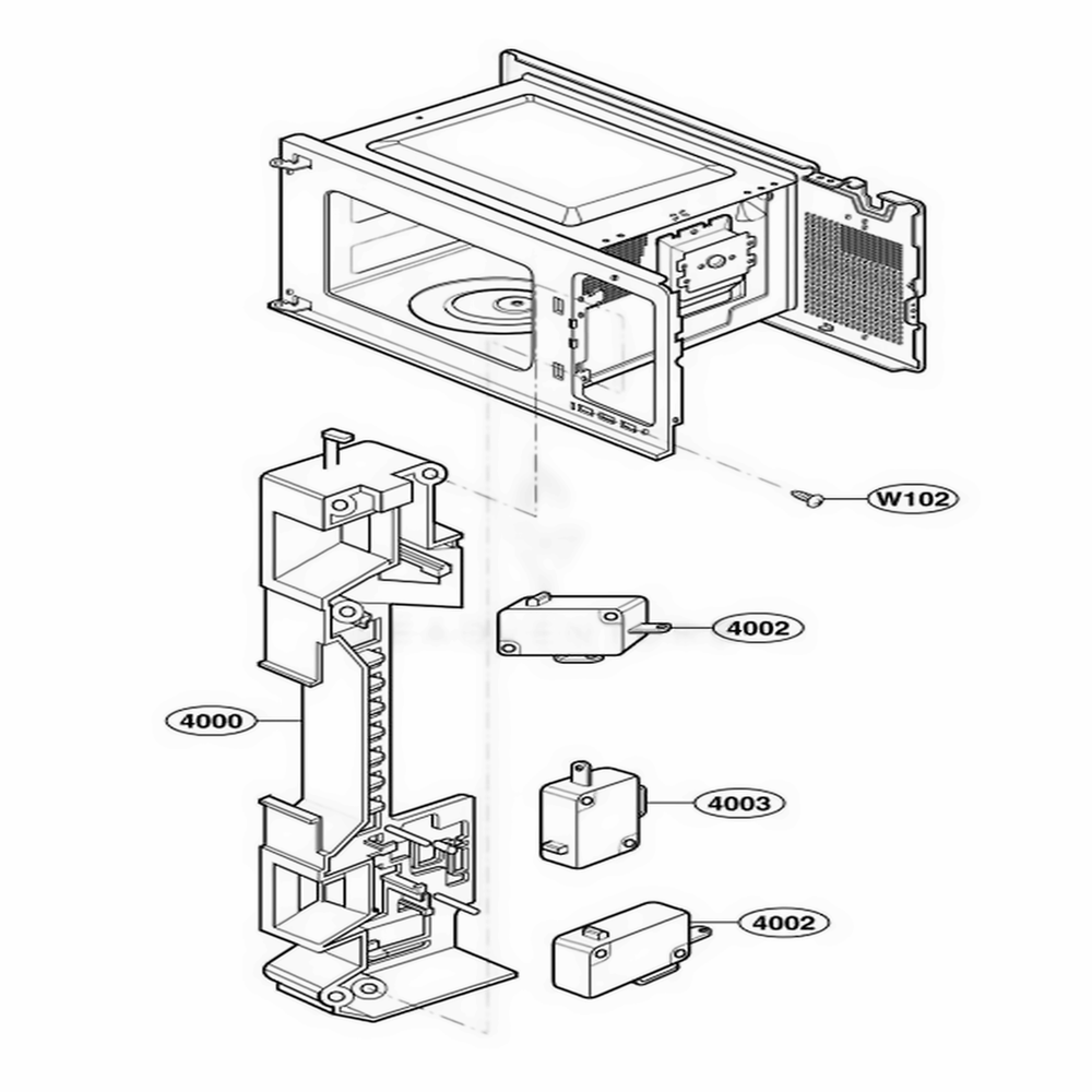 Latch Board Parts Diagram and Parts List for 62229301 CB1ESEA LG Range